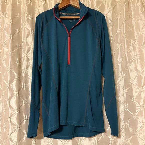 Smartwool Teal Classic Thermal Merino Base Layer 1/4 Zip Pullover - Picture 1 of 11